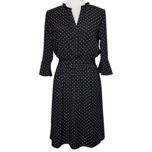 Old Navy Black White Polka Dot Midi Dress Womens Small Ruffle Classic Feminine